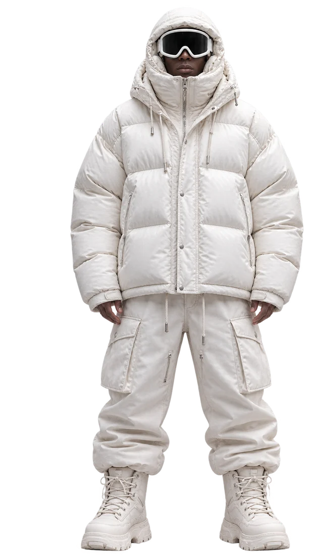 Arctic Cream puffer outfit