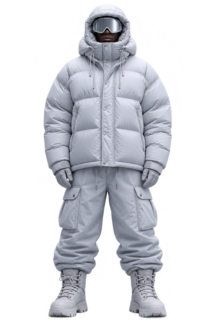 Polar Gray puffer outfit