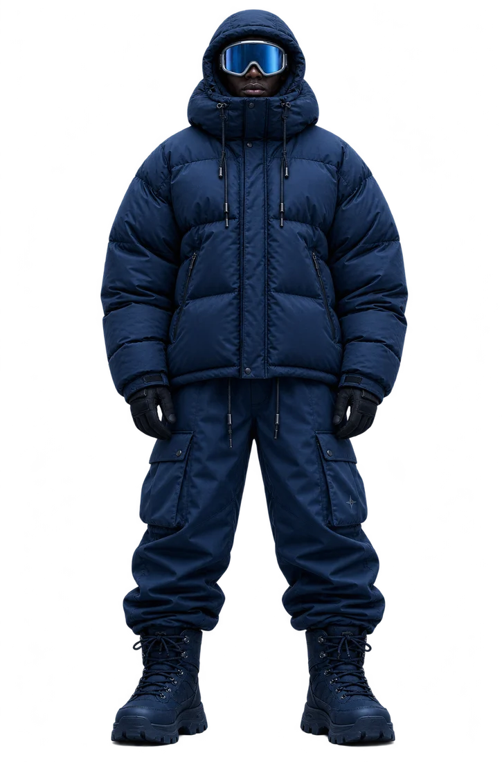 Deep Navy puffer outfit